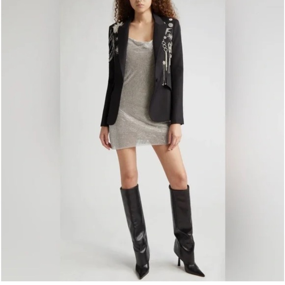 NWT L’agence Chamberlain Black Twill blazer with rhinestone detail, sz 2 - Picture 4 of 8